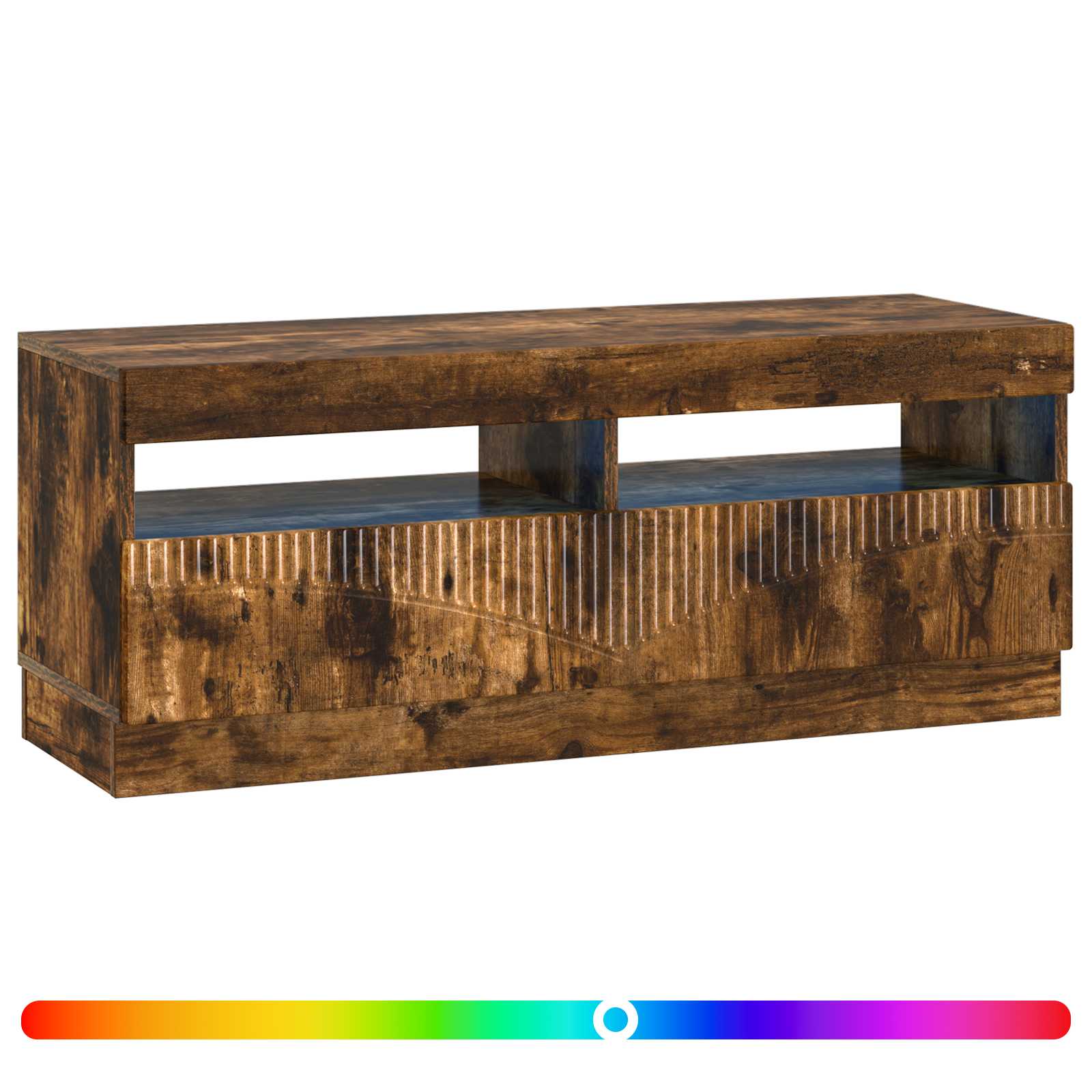 LED tv-meubel Gerookt eiken Bewerkt hout