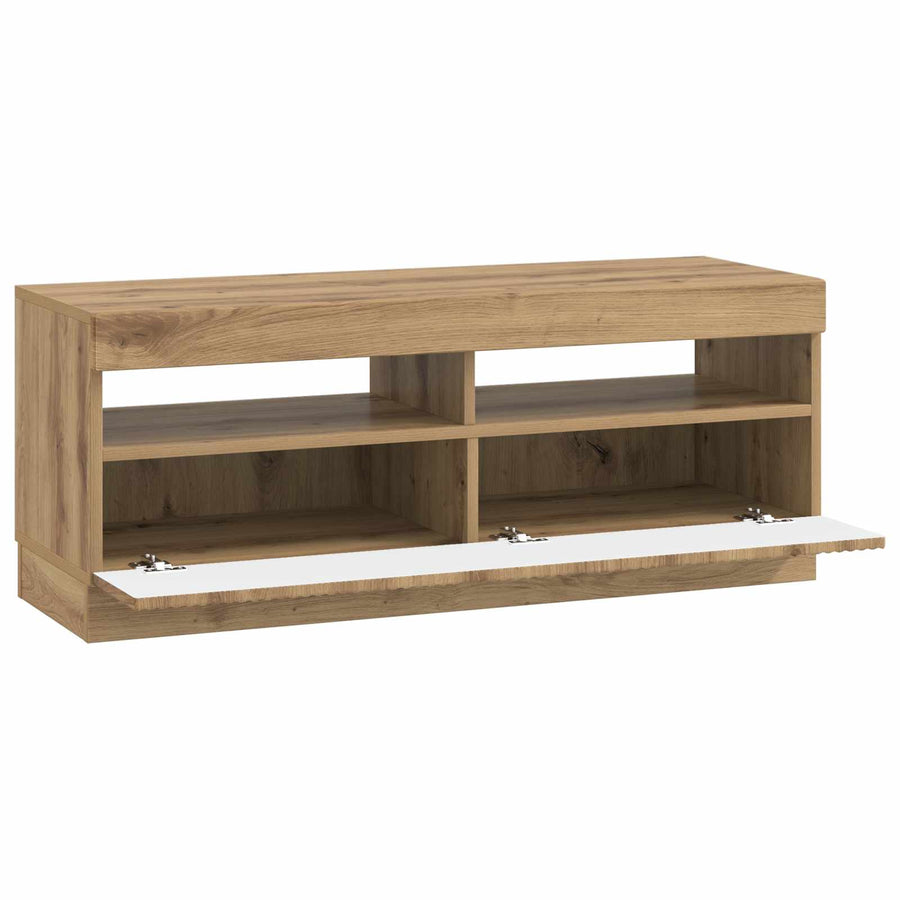 LED tv-meubel Artisanaal eiken Bewerkt hout
