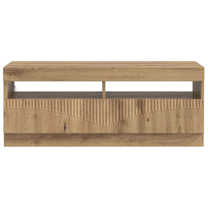 LED tv-meubel Artisanaal eiken Bewerkt hout