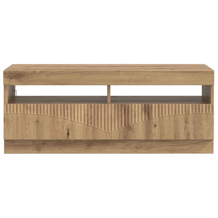 LED tv-meubel Artisanaal eiken Bewerkt hout