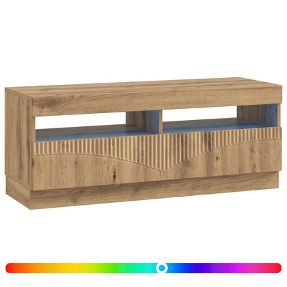 LED tv-meubel Artisanaal eiken Bewerkt hout