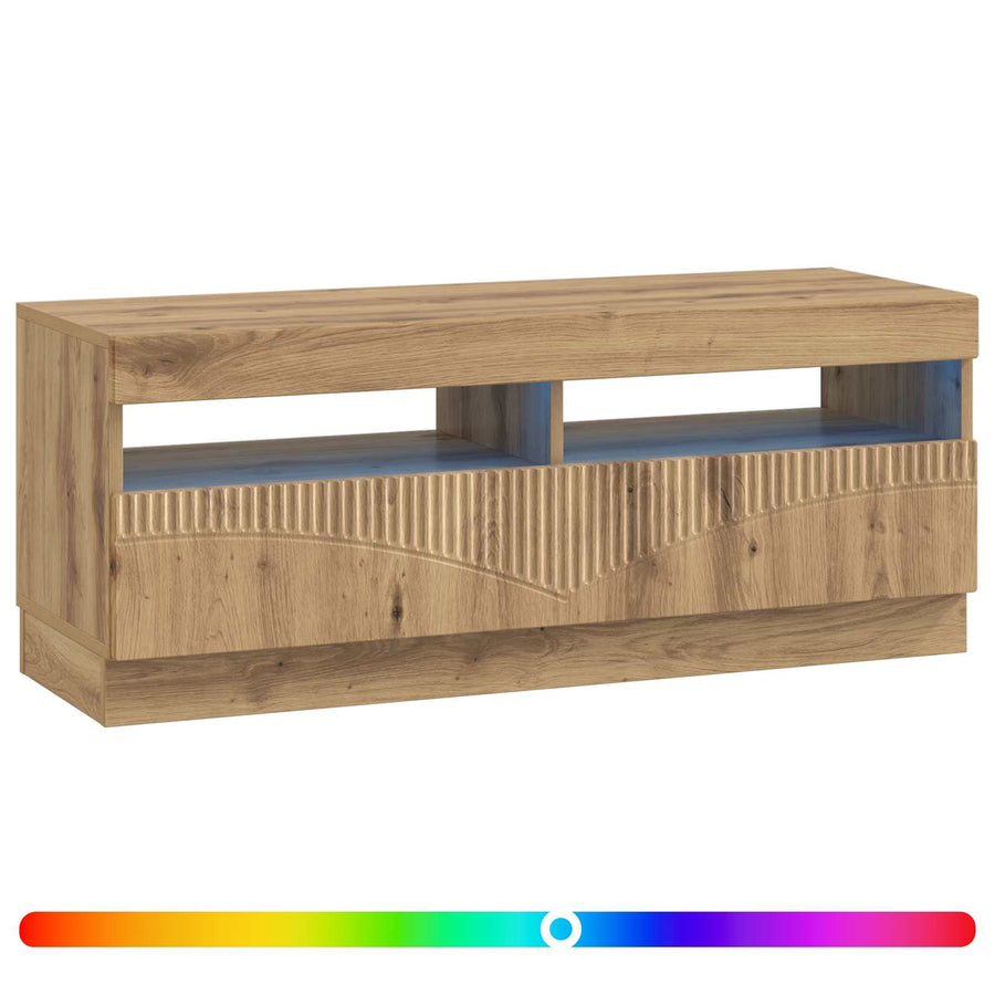 LED tv-meubel Artisanaal eiken Bewerkt hout