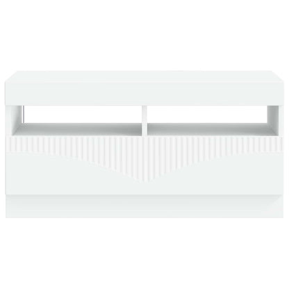 LED tv-meubel Wit Bewerkt hout