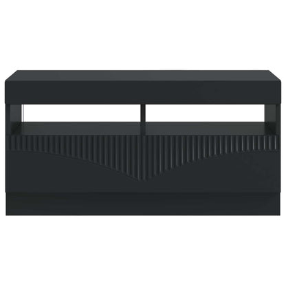 LED tv-meubel Zwart Bewerkt hout