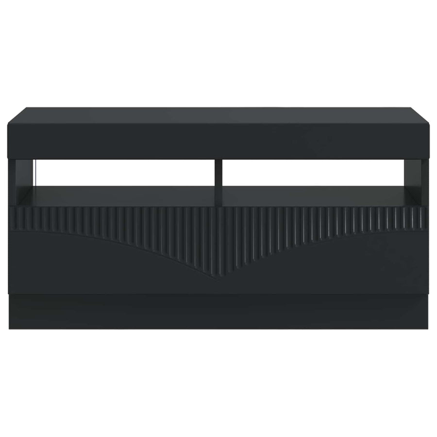 LED tv-meubel Zwart Bewerkt hout