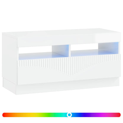 LED tv-meubel Hoogglans Wit Bewerkt hout