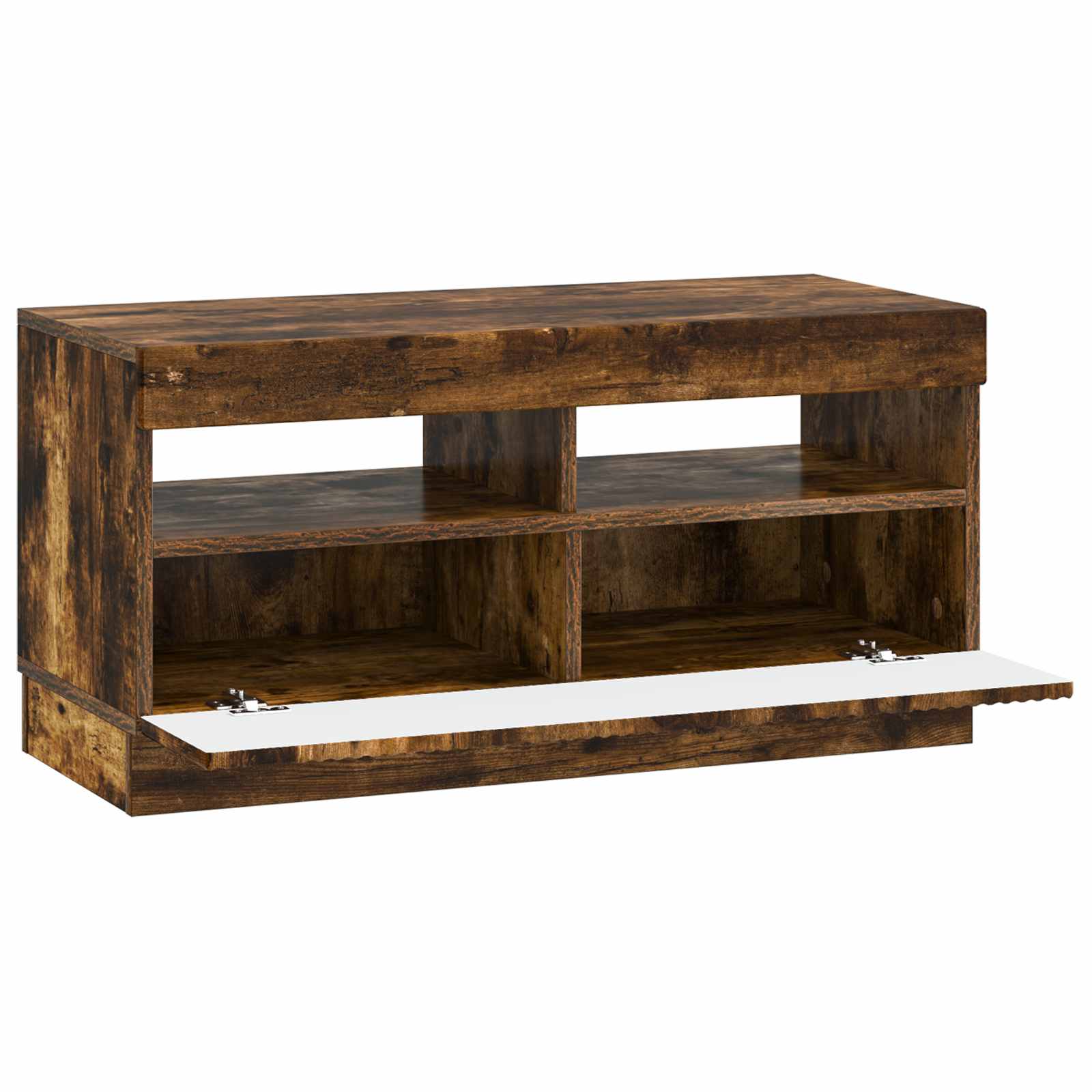 LED tv-meubel Gerookt eiken Bewerkt hout