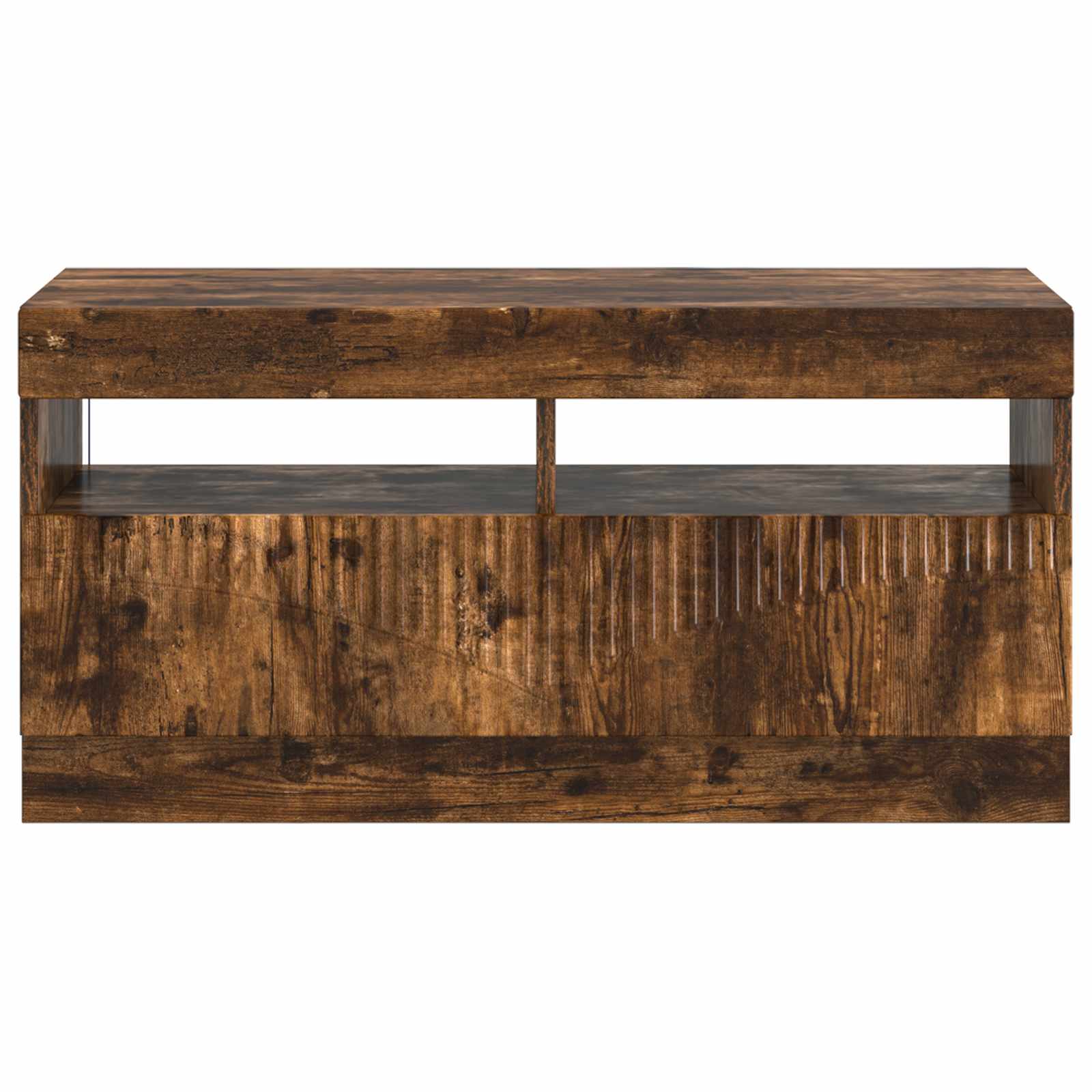 LED tv-meubel Gerookt eiken Bewerkt hout