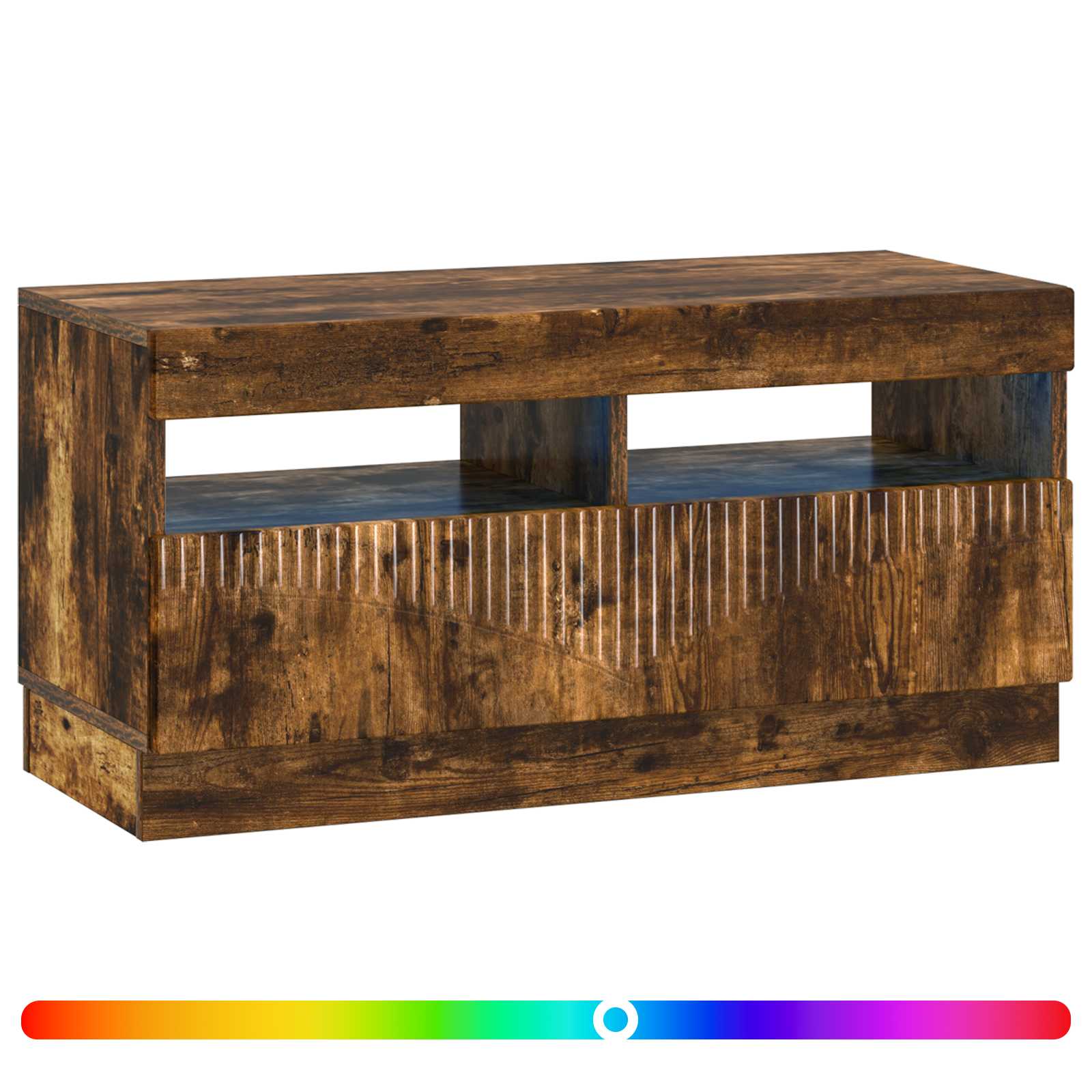 LED tv-meubel Gerookt eiken Bewerkt hout