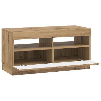 LED tv-meubel Artisanaal eiken Bewerkt hout