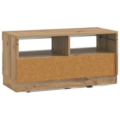 LED tv-meubel Artisanaal eiken Bewerkt hout