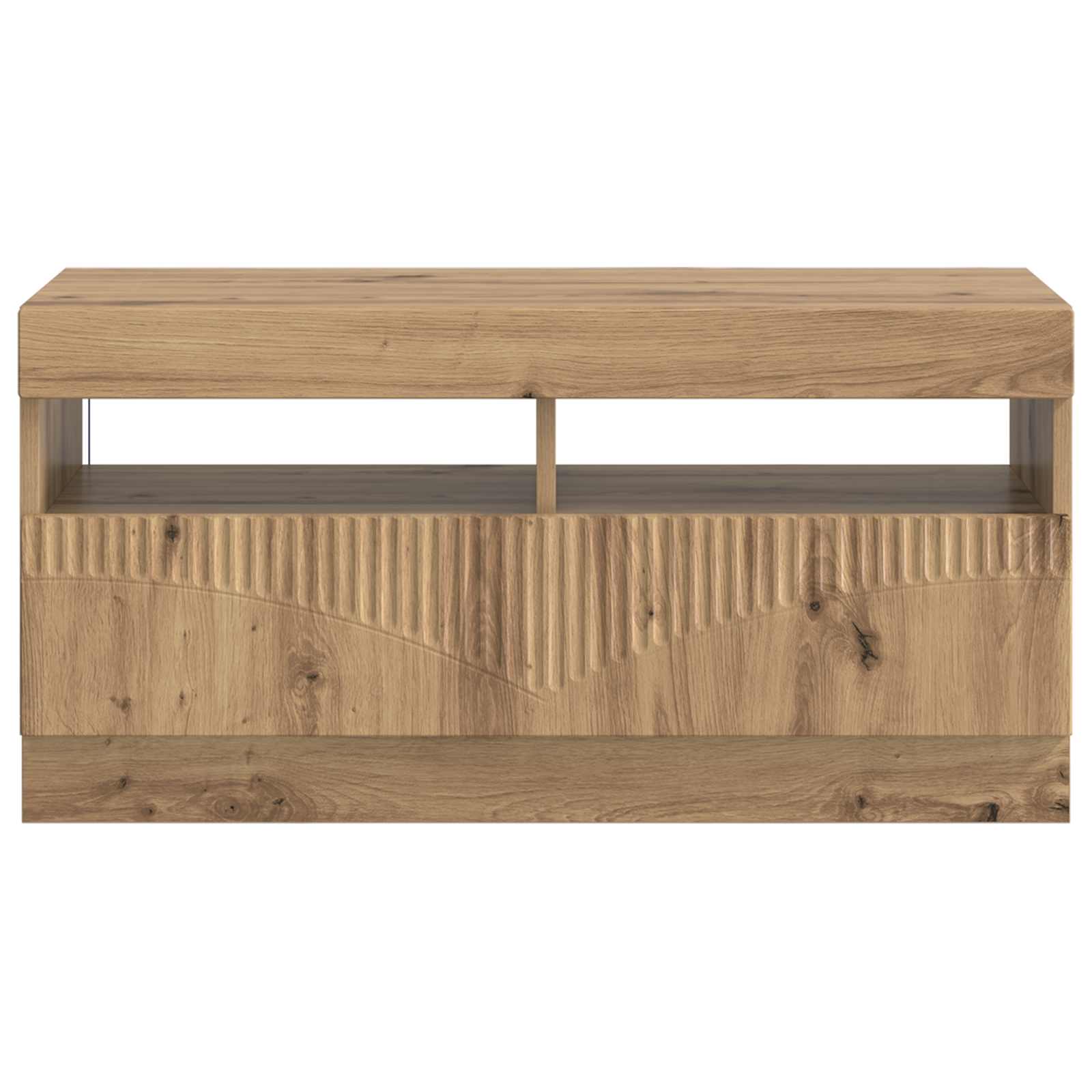 LED tv-meubel Artisanaal eiken Bewerkt hout