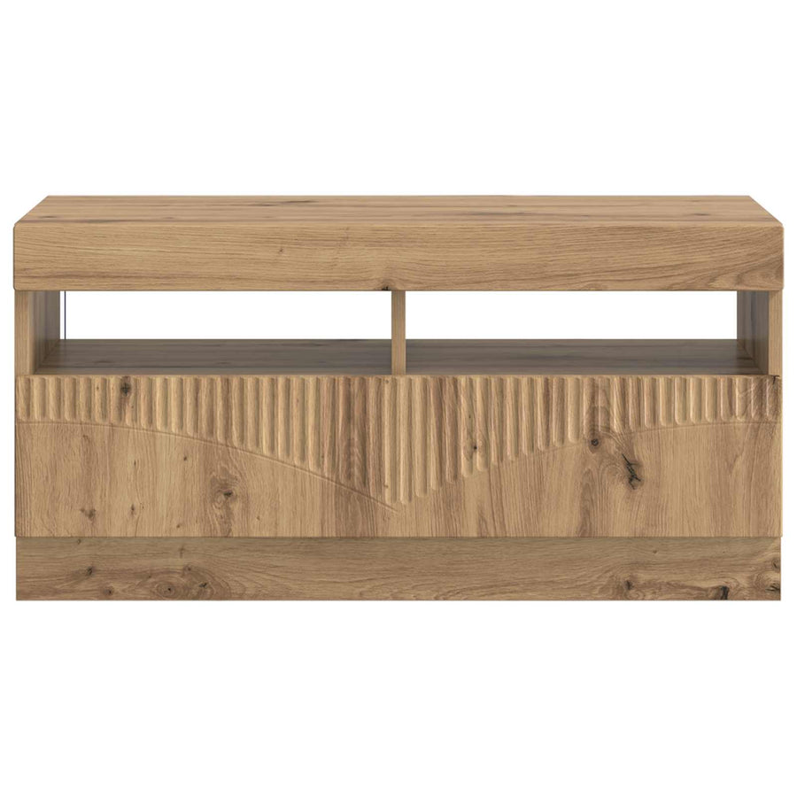 LED tv-meubel Artisanaal eiken Bewerkt hout