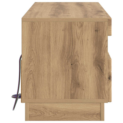 LED tv-meubel Artisanaal eiken Bewerkt hout