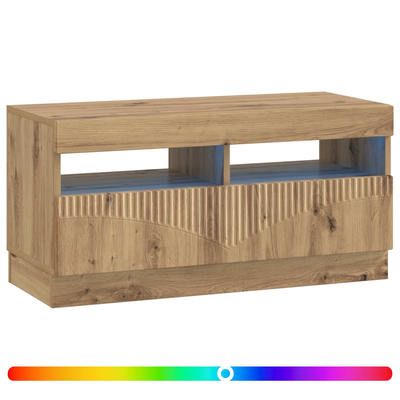 LED tv-meubel Artisanaal eiken Bewerkt hout