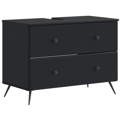 Badkamer wastafelkast BREDA Zwart 82 x 41 x 59 cm Bewerkt hout