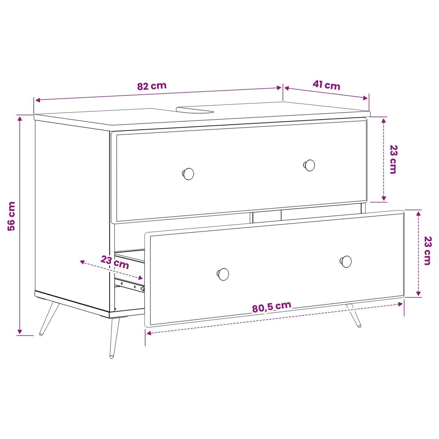 Badkamer wastafelkast BREDA Zwart 82 x 41 x 59 cm Bewerkt hout
