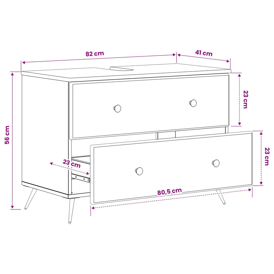Badkamer wastafelkast BREDA Hoogglans Wit 82 x 41 x 59 cm