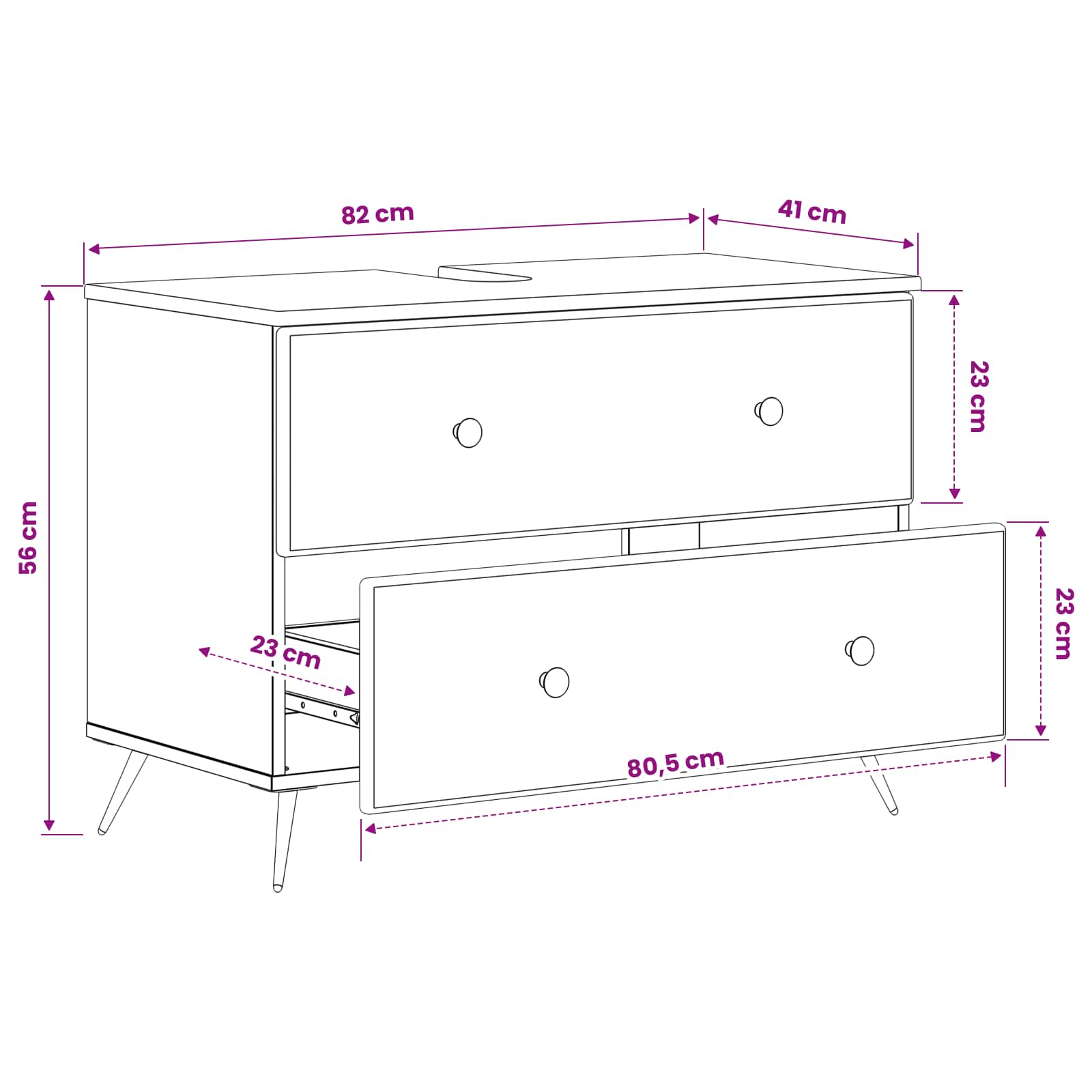 Badkamer wastafelkast BREDA Oud hout 82 x 41 x 59 cm