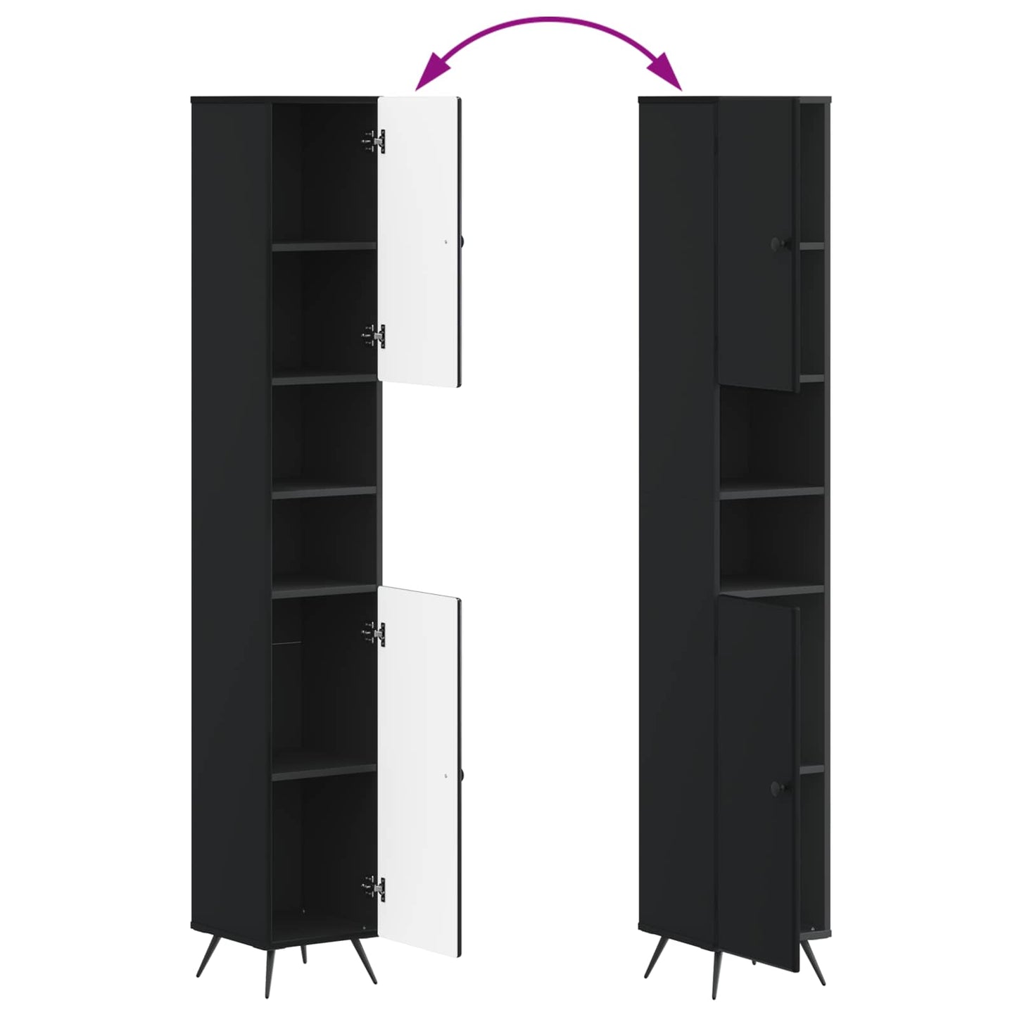 Badkamerkast met Open Plank BREDA Zwart 30 x 31 x 190 cm