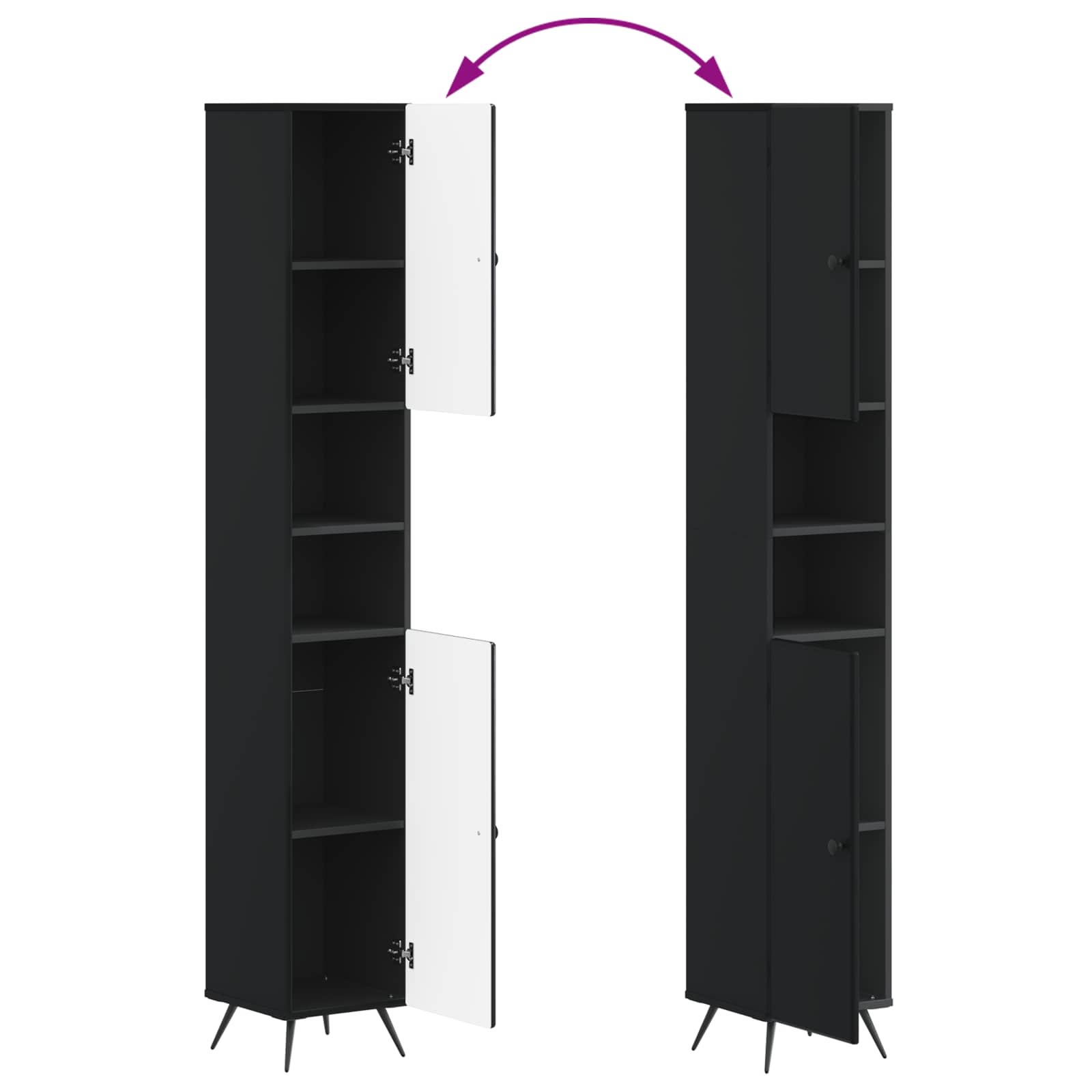 Badkamerkast met Open Plank BREDA Zwart 30 x 31 x 190 cm