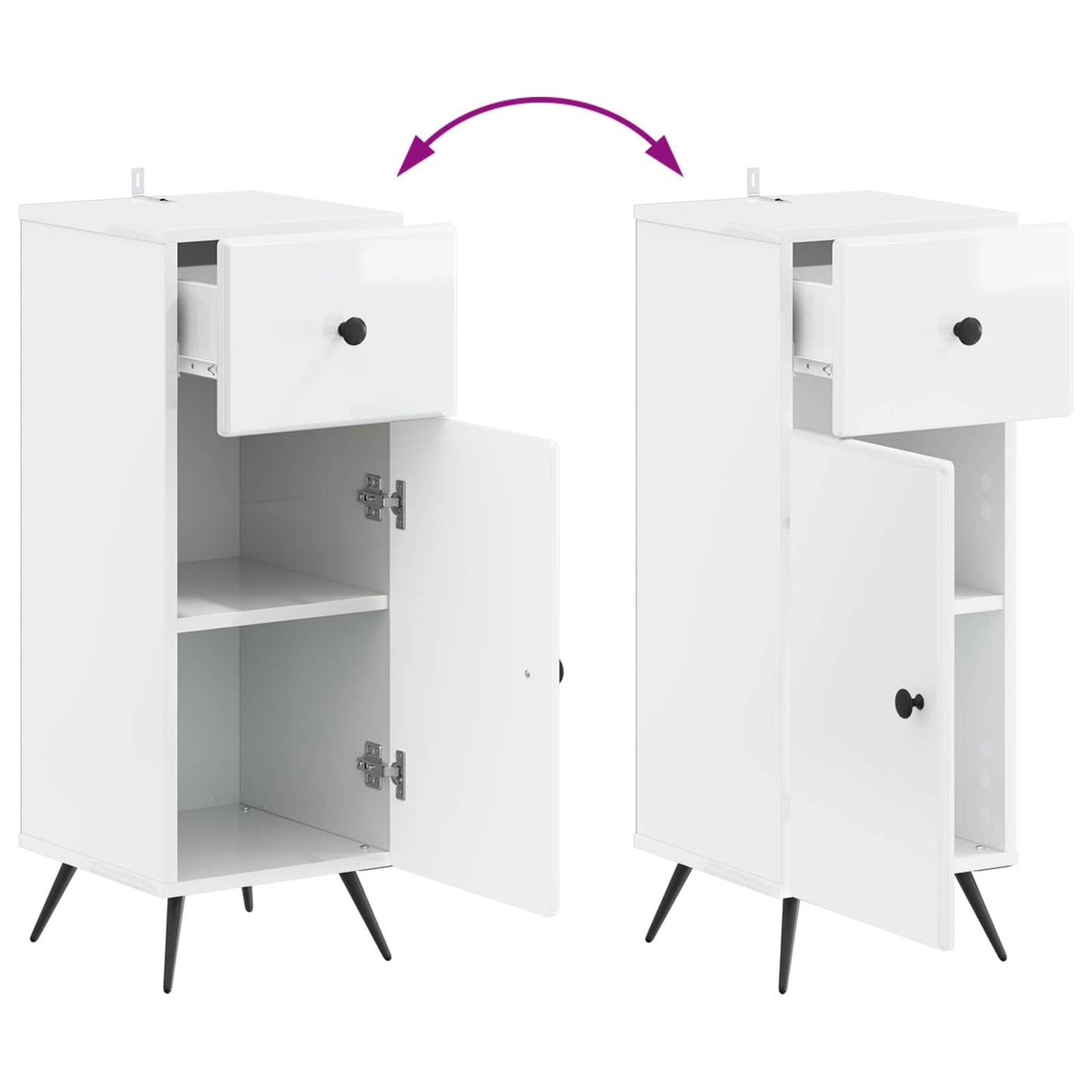 Badkamer Opbergkast BREDA Hoogglans Wit 30 x 31 x 80 cm