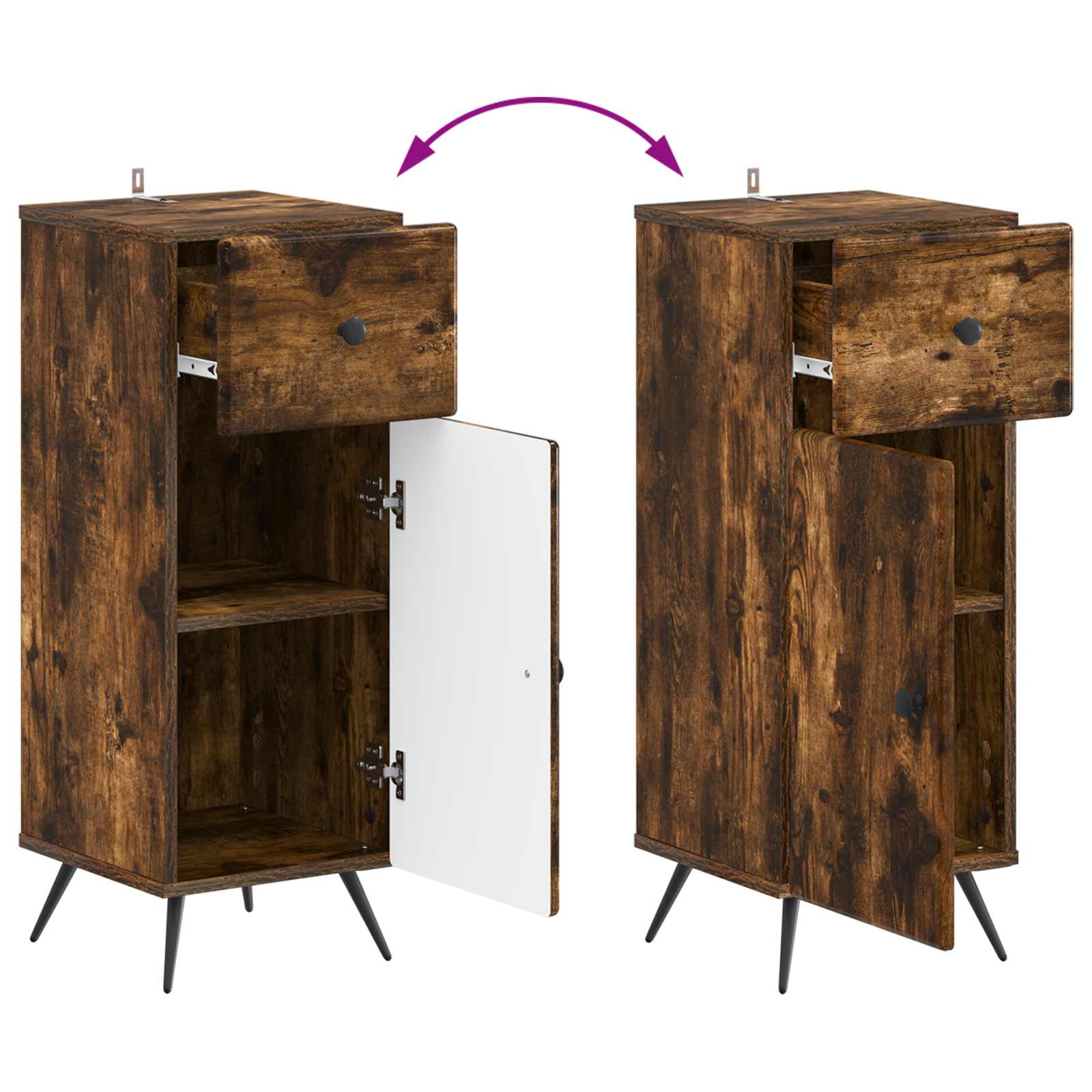 Badkamer Opbergkast BREDA Gerookt eiken 30 x 31 x 80 cm