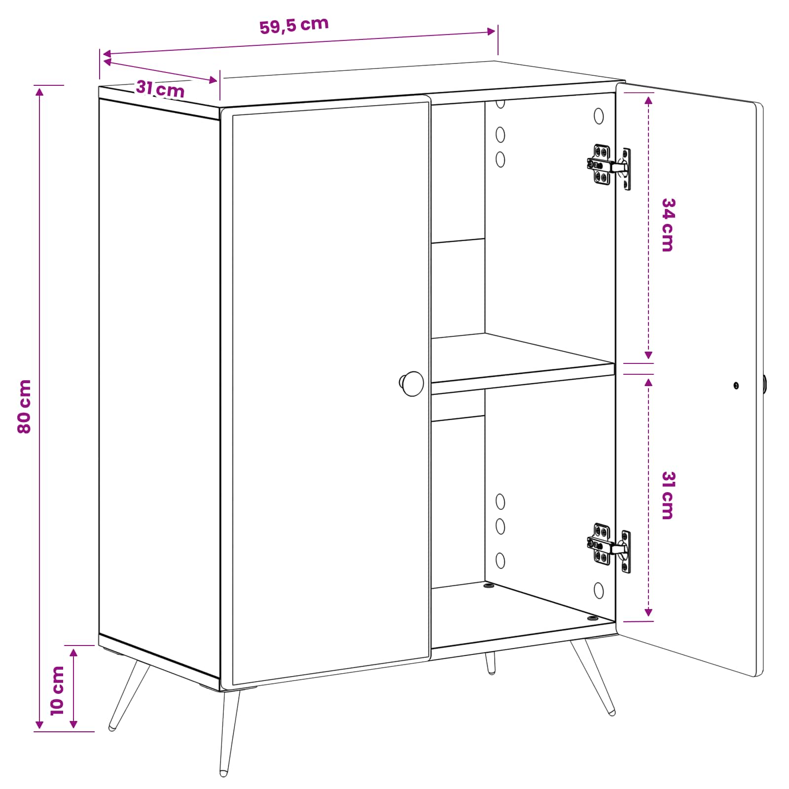 Badkamer Opbergkast BREDA Betongrijs 59,5 x 31 x 80 cm