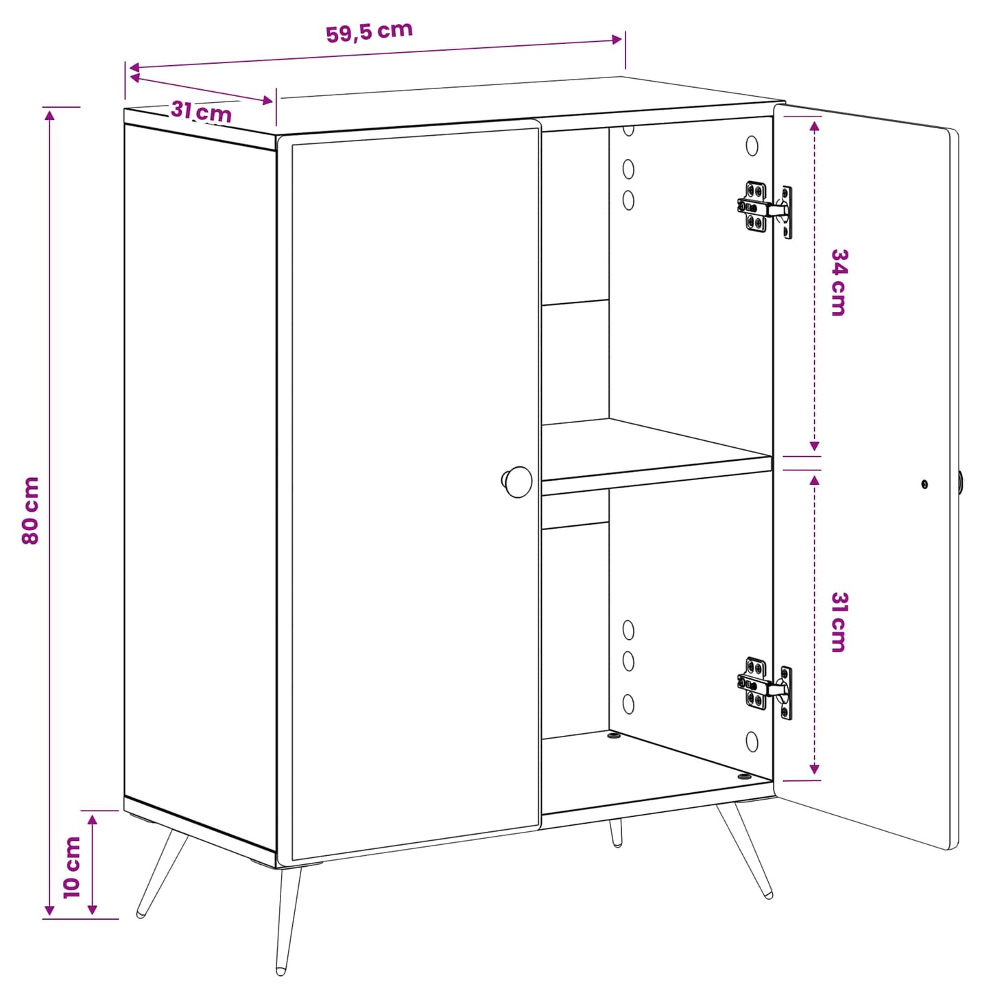 Badkamer Opbergkast BREDA Oud hout 59,5 x 31 x 80 cm