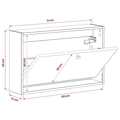 Wandgemonteerde Schoenkast BREDA 71 x 17 x 43 cm Bewerkt hout
