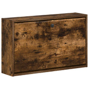 Wandgemonteerde schoenkast 71x17x43 cm bewerkt hout