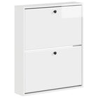 Wandgemonteerde schoenkast 71x17x86 cm bewerkt hout hoogglans wit