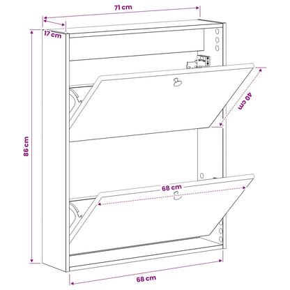 Wandgemonteerde Schoenkast BREDA 71 x 17 x 86 cm Bewerkt hout
