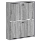Schoenkast wandmontage 71x17x86 cm grijs Bewerkt hout