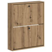 Wandgemonteerde schoenkast 71x17x86 cm bewerkt hout