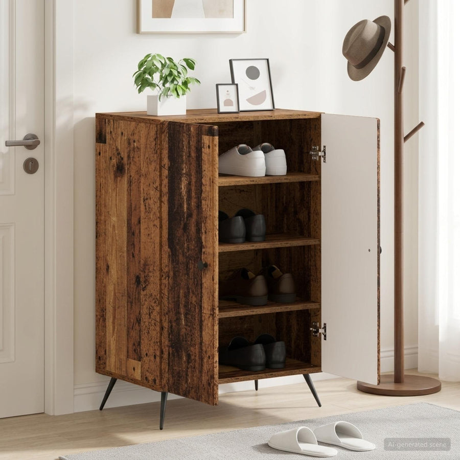 Schoenenkast BREDA 59,5 x 39,5 x 90 cm Bewerkt hout Oud hout