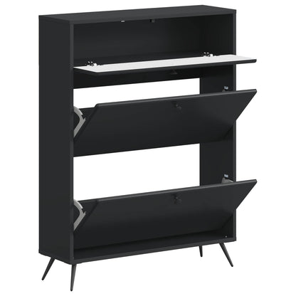 Schoenenkast BREDA 78 x 24 x 103 cm Bewerkt hout Zwart