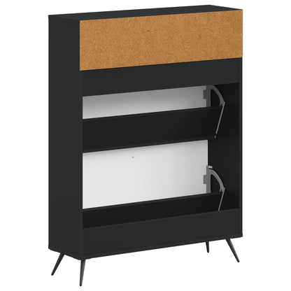 Schoenenkast BREDA 78 x 24 x 103 cm Bewerkt hout Zwart