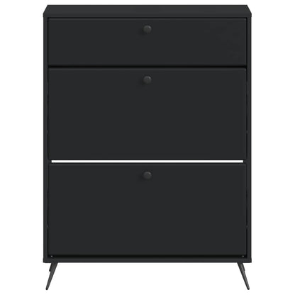 Schoenenkast BREDA 78 x 24 x 103 cm Bewerkt hout Zwart