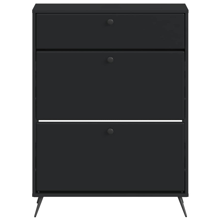 Schoenenkast BREDA 78 x 24 x 103 cm Bewerkt hout Zwart