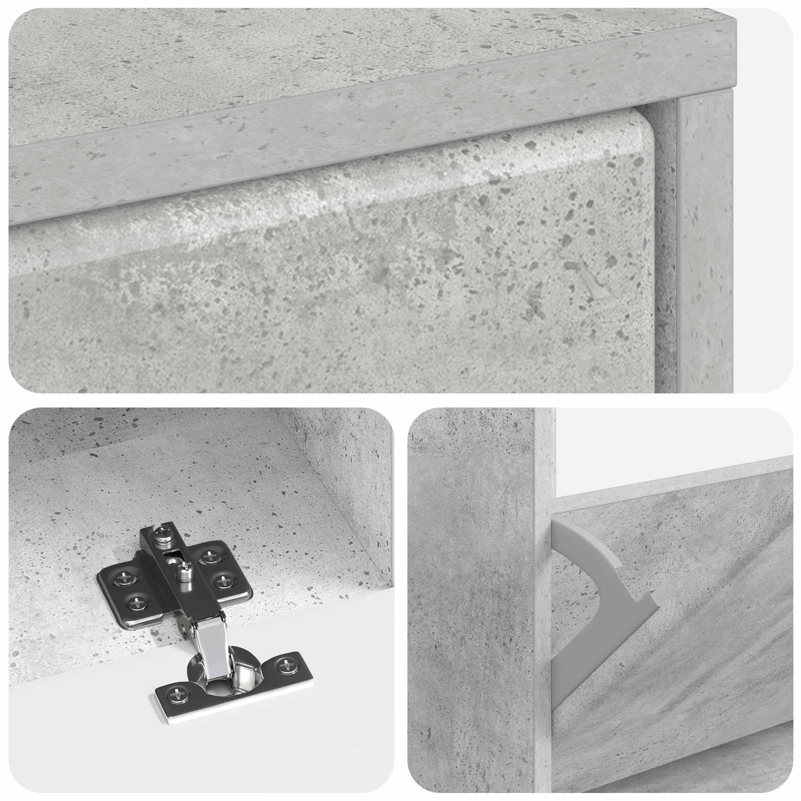 Schoenenkast BREDA 78 x 24 x 103 cm Bewerkt hout Betongrijs