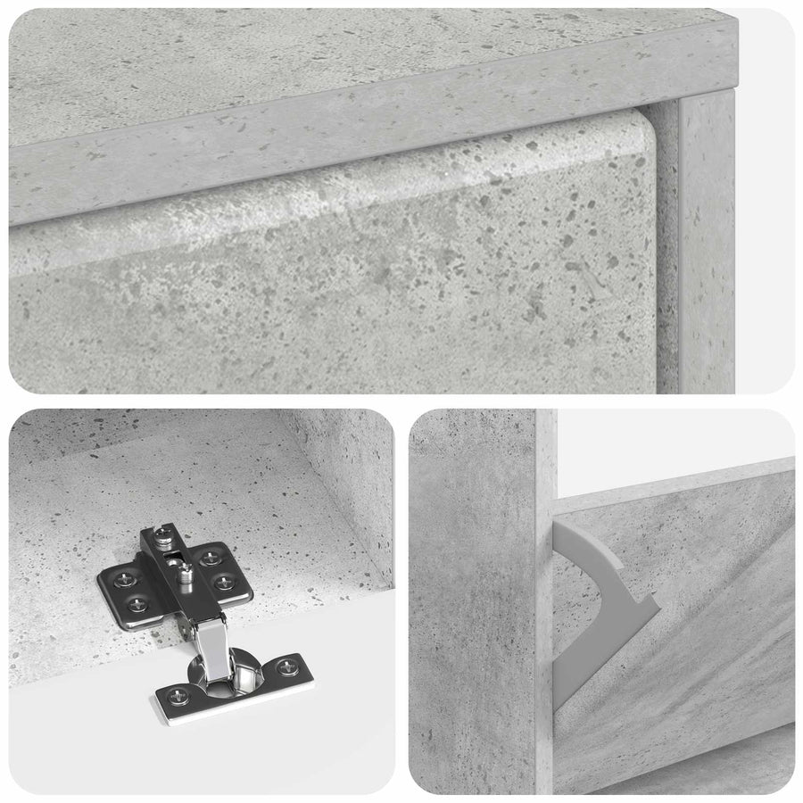 Schoenenkast BREDA 78 x 24 x 103 cm Bewerkt hout Betongrijs