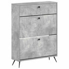 Schoenenkast BREDA 78x24x103 cm bewerkt hout betongrijs