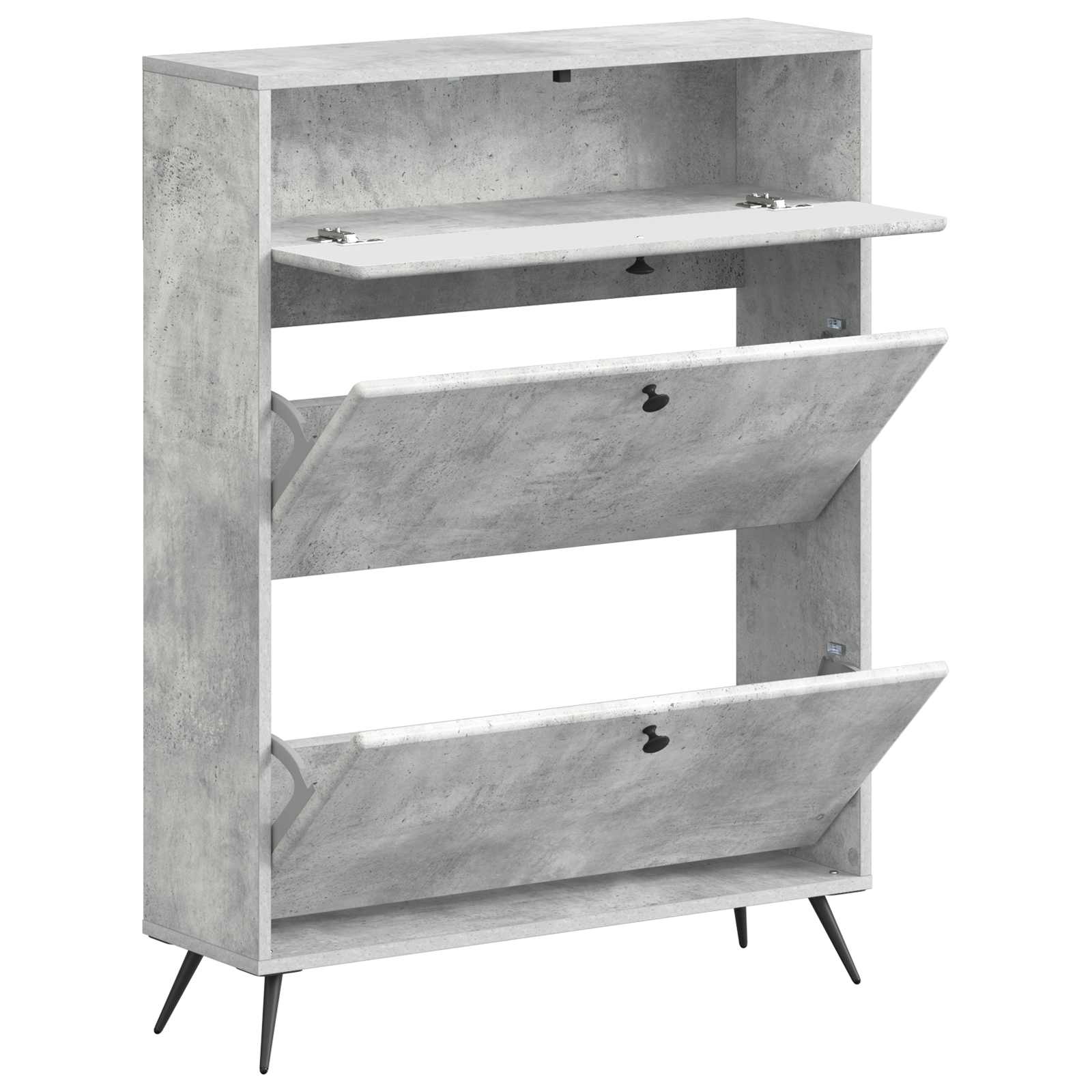 Schoenenkast BREDA 78 x 24 x 103 cm Bewerkt hout Betongrijs