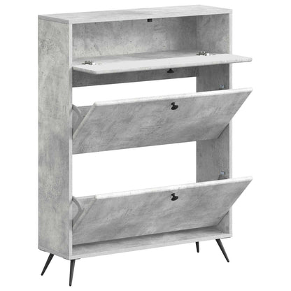 Schoenenkast BREDA 78 x 24 x 103 cm Bewerkt hout Betongrijs