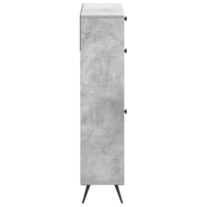Schoenenkast BREDA 78 x 24 x 103 cm Bewerkt hout Betongrijs
