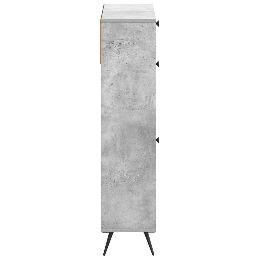 Schoenenkast BREDA 78 x 24 x 103 cm Bewerkt hout Betongrijs