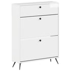 Schoenenkast Breda 78x24x103 cm bewerkt hout hoogglans wit