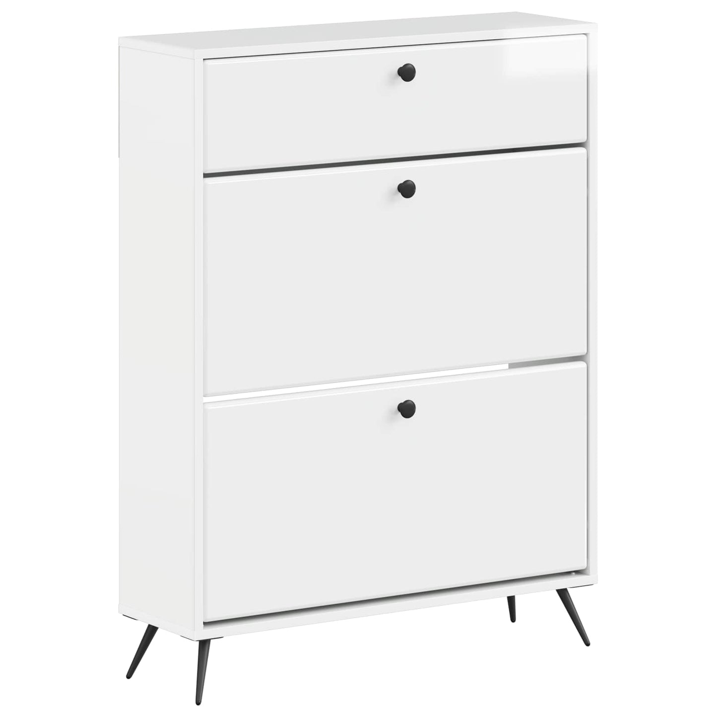 Schoenenkast BREDA 78 x 24 x 103 cm Bewerkt hout Hoogglans Wit