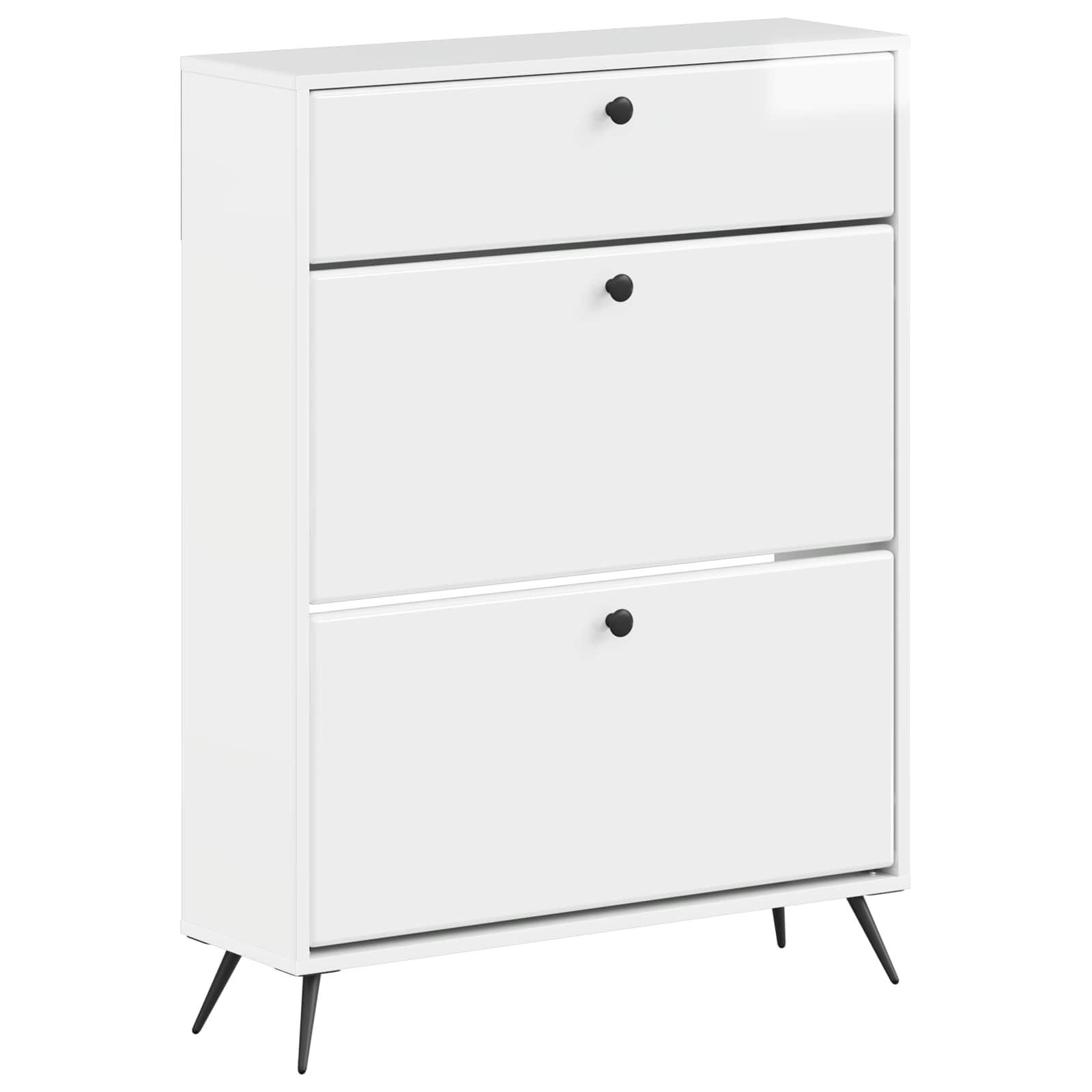 Schoenenkast BREDA 78 x 24 x 103 cm Bewerkt hout Hoogglans Wit